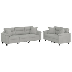 Maison Chic Ensemble de canapés 2 pcs coussins, Canapé droit Sofa pour Salon Gris clair Tissu microfibre -GKD734418