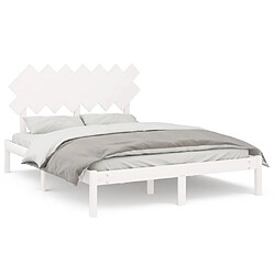 Maison Chic Lit adulte - Lit simple Cadre de lit,Structure du lit Contemporain Blanc 150x200 cm Très grand Bois massif -MN90052