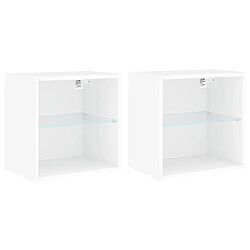 Maison Chic Lot de 2 Tables de Chevet murales - Tables de Nuit avec lumières LED blanc