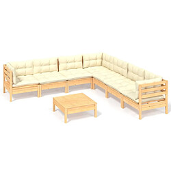 Maison Chic Salon de jardin 8 pcs + coussins - Mobilier/Meubles de jardin - Table et chaises d'extérieur crème Bois de pin solide -MN70227