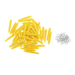 Accessoires De Fléchettes 50x Arbres De Fléchettes 2BA Avec Anneaux De Protection 35 Mm Jaune