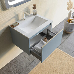 Kiamami Valentina ARMOIRE DE TOILETTE AVEC TIROIR 60CM BLEU CLAIR MAT ET MIROIR 60X80| MONACO