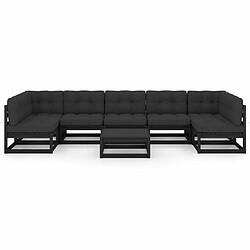 Avis Maison Chic Salon de jardin 8 pcs + coussins - Mobilier/Meubles de jardin - Table et chaises d'extérieur Noir Bois de pin massif -MN37568