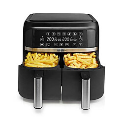 NEDIS Friteuse Double Numérique 2x3L8 AIR FRYER LCD 2850W 40°C 200° Couvercles anti-éclaboussure - 2 paniers à frire - Filtre -