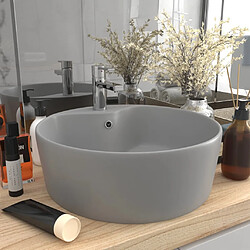 vidaXL Lavabo de luxe avec trop-plein Gris clair mat 36x13cm Céramique