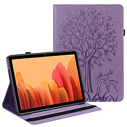 Etui en PU avec support et porte-cartes, motif arbre et cerf violet pour votre Samsung Galaxy Tab A7 10.4 (2020)