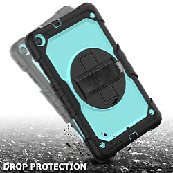 Coque en TPU + Silicone avec béquille et sangle noir/cyan pour votre Samsung Galaxy Tab A 10.1 (2019) SM-T510/T515