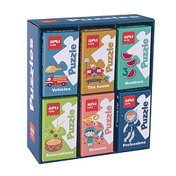 Apli Display de 6 Puzzles Éducatifs - 24 Pièces de 7x7cm - Améliore la Concentration, l'Observation, la Mémoire et la Résolution de Problèmes - Développe les Compétences Mathématiques - Coloré