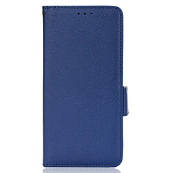 Etui en PU texture litchi, fermoir magnétique latéral avec support, bleu foncé pour votre TCL 30E/30 SE/305/306/Sharp Aquos V6/V6 Plus