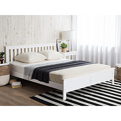 Beliani Lit double en bois blanc 140 x 200 cm MAYENNE