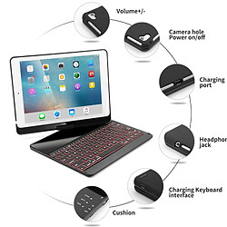 Acheter Wewoo Clavier Bluetooth avec rotation à 360 degrés + Etui à rabat horizontal en cuir support et rétro-éclairage coloré pour iPad Pro 9,7 pouces, Air, Air 2, 9,7 pouces (2017), 9,7 pouces (2018) (Noir)