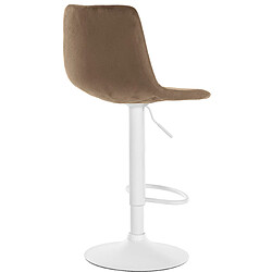 Decoshop26 Tabouret de bar x1 repose-pieds en métal blanc confortable en forme d'arc assise en velours marron 10_0004785 pas cher