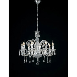 Fan Europe Chandelier sans abats jours 8 ampoules Pendentif Verre,Cristal Chrome