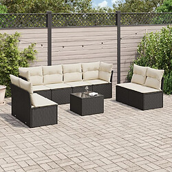 Maison Chic Salon de jardin 9 pcs avec coussins | Ensemble de Table et chaises | Mobilier d'Extérieur noir résine tressée -GKD57621