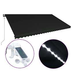 vidaXL Auvent rétractable capteur de vent et LED 600x300cm Anthracite