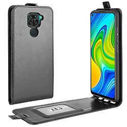 Etui en PU cheval fou vertical flip avec porte-carte noir pour votre Xiaomi Redmi Note 9/Redmi 10X 4G