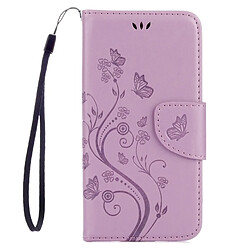 Wewoo Housse Étui Violet pour Samsung Galaxy A5 2017 / A520 Papillons Amour Fleurs Gaufrage Horizontal en cuir Flip avec support & Slots de cartes Portefeuille & Longe clair