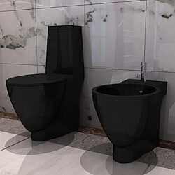 vidaXL Ensemble de toilette et bidet Céramique Noir