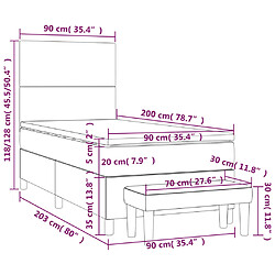 vidaXL Sommier à lattes de lit avec matelas Gris 90x200 cm Similicuir pas cher