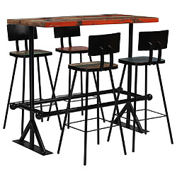 vidaXL Mobilier de bar 5 pcs Bois de récupération massif Multicolore