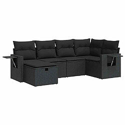 vidaXL Salon de jardin 6 pcs avec coussins noir résine tressée