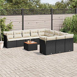 Maison Chic Salon de jardin 12 pcs avec coussins | Ensemble de Table et chaises | Mobilier d'Extérieur noir résine tressée -GKD93467