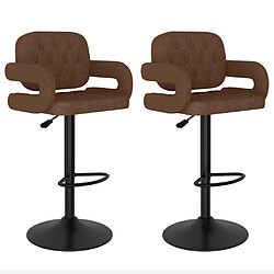 vidaXL Tabourets de bar lot de 2 marron tissu