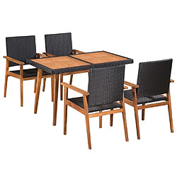 Maison Chic Mobilier à dîner 5 pcs de jardin - Ensemble table et chaises d'extérieur - Salon/Mobilier de jardin classique Résine tressée Noir et marron -MN13927