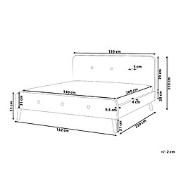 Avis Beliani Lit double en tissu gris 140x200 cm RENNES