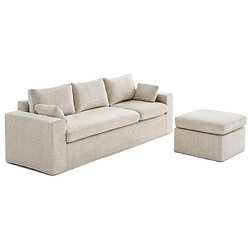 Lisa Design Calgary - canapé d'angle déhoussable et modulable 3 places + 1 pouf en velours texturé pas cher