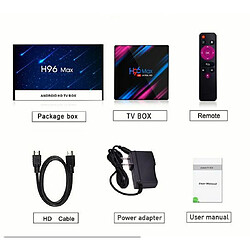 Acheter Riff H96 MAX RockChip RK3318 Quad-Core 64bit Cortex-A53 Konsole 4K Ultra HD Android TV Box avec télécommande Android 10 Smart TV 2 Go + 16 Go Noir