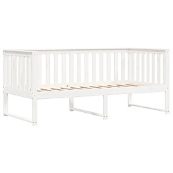 Maison Chic Lit de jour, Lit de repos pour Salon Chambre,Canapé-lit,Lit d'invité Blanc 90x190 cm Bois de pin massif -MN77443 pas cher