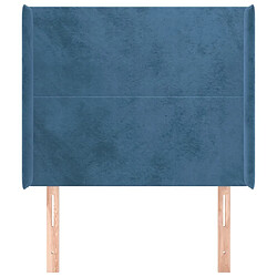 Avis Maison Chic Tête de lit scandinave avec oreilles,meuble de chambre Bleu foncé 83x16x118/128 cm Velours -MN37191