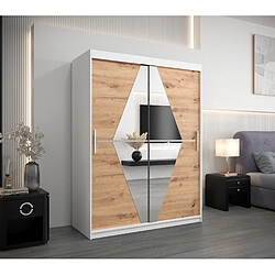 Abiks Meble Armoire Boliwia à portes coulissantes 200/150/62 2 portes (blanc/artisan)