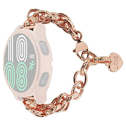 Bracelet en métal avec pendentif coeur, or rose pour votre Huawei Watch GT3 42mm/Samsung Galaxy Watch 4/4 Classic 20mm