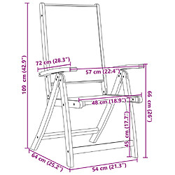 vidaXL Chaises pliables de jardin lot de 4 bois d'acacia et textilène pas cher