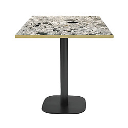 Restootab Table 70x70cm - modèle Round terrazzo cepp chants laiton