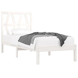 Avis Maison Chic Lit adulte - Lit simple Cadre de lit,Structure du lit Contemporain Blanc Bois de pin massif 90x200 cm -MN73092