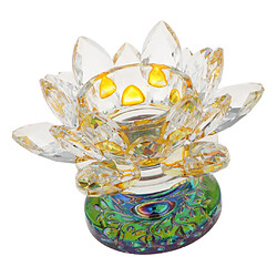 Acheter 7 couleurs bouddhiste cristal lumière de thé en verre fleur de Lotus porte-bougie jaune