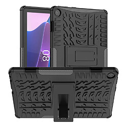 Coque en TPU texture de pneu, résistant aux chocs avec béquille pour votre Lenovo Tab M10 (Gen 3) - noir