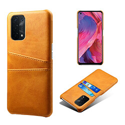 Coque en TPU + PU avec double porte-cartes orange pour votre Oppo A74 5G/A54 5G/A93 5G