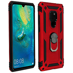 Avizar Coque Huawei Mate 20 Bi matière Rigide Souple Bague Support Vidéo rouge