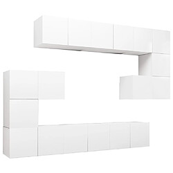 Maison Chic Ensemble de meubles TV 10 pcs | Banc TV Moderne pour salon | Meuble de Rangement - Blanc Aggloméré -MN37470