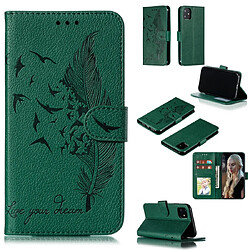 Wewoo Coque Étui en cuir à rabat avec motif de plume litchi fentes pour portefeuille et porte-cartes iPhone 11 vert