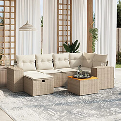 Maison Chic Salon de jardin avec coussins 7 pcs, Ensemble Tables et chaises de jardin, beige résine tressée -GKD407303