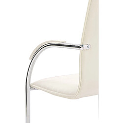 Acheter Decoshop26 Chaise visiteur fauteuil de bureau avec accoudoirs assise en PVC blanc piètement luge métallique 10_0003419