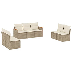 Maison Chic Salon de jardin avec coussins 7 pcs, Ensemble Tables et chaises de jardin, beige résine tressée -GKD963390