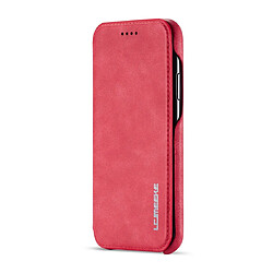 Wewoo Coque Pour iPhone XR Hon Ancient Series Etui en cuir avec fentes support et porte-cartes rouge