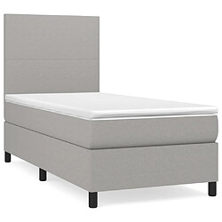 Maison Chic Lit Adulte - Lit simple Lit à sommier tapissier avec matelas moelleux - Meuble de Chambre - Gris clair 90x200 cm Tissu -MN78793