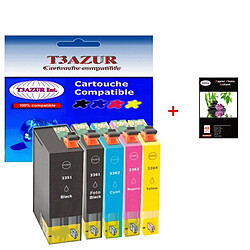 T3Azur 5 cartouches d'encre compatibles 33XL pour Epson Expression Premium XP-630 +10f PPA6